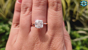 2.51 CT Cushion Rensu Cut Moissanite Solitaire Engagement Ring