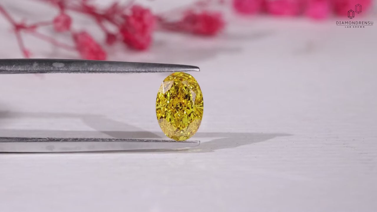 1.03 CT Oval Cut Yellow Lab Grown Diamond, Loose Diamond for Custom Engagement Ring