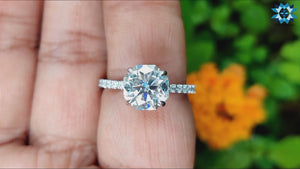 1.83 TCW Octagon Cut Hidden Halo Pave Set Moissanite Wedding Ring