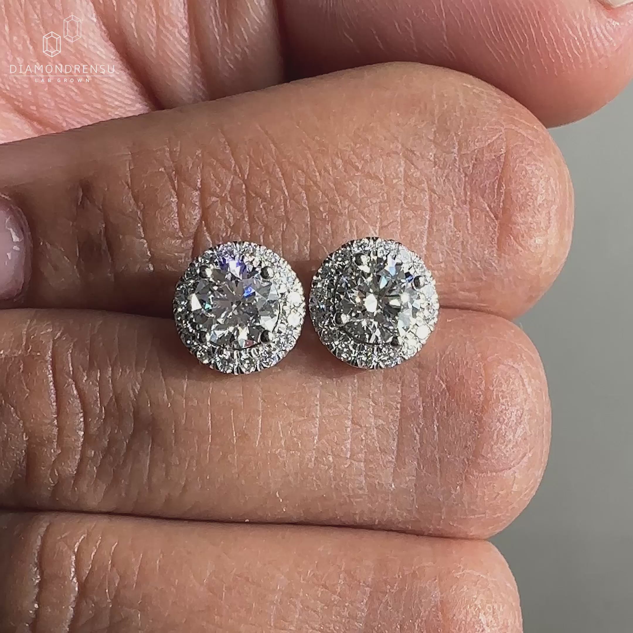 1.54 TCW Lab-Grown Diamond Stud Earrings with Halo