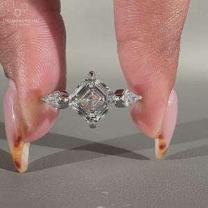 Tapered shank ring and shared prong work well.
