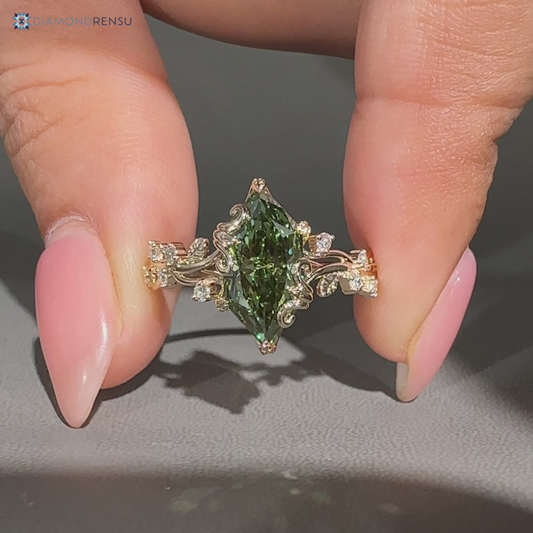 Dutch marquise ring with leaf style prongs.