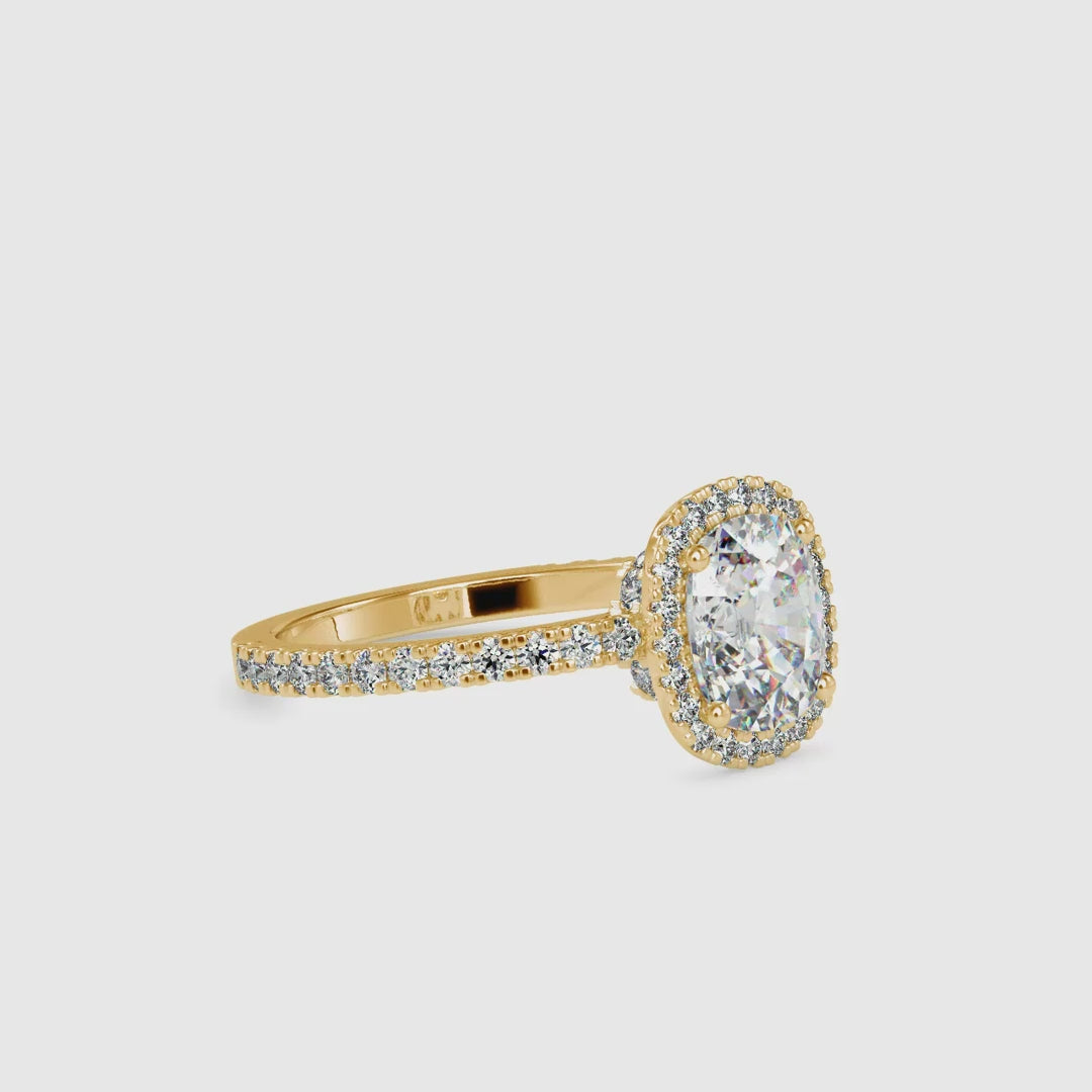 Cushion Halo Engagement Ring in Classic Pave Setting