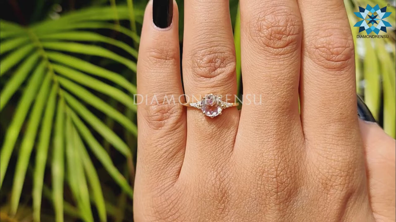 1.33 TCW Round Rose Cut Elegant and Lovely Moissanite Engagement Ring