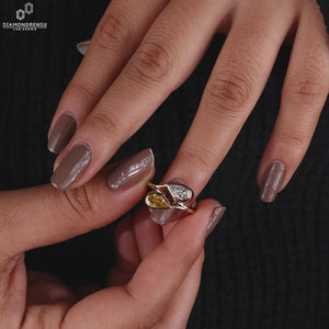 Pear Intense Yellow and D Colour Lab-Grown Diamond Toi Et Moi Bezel Ring 1.44 TCW