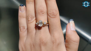 3.16 TCW Center Oval OEC with side Kite Moissanite Eternity Wedding Set
