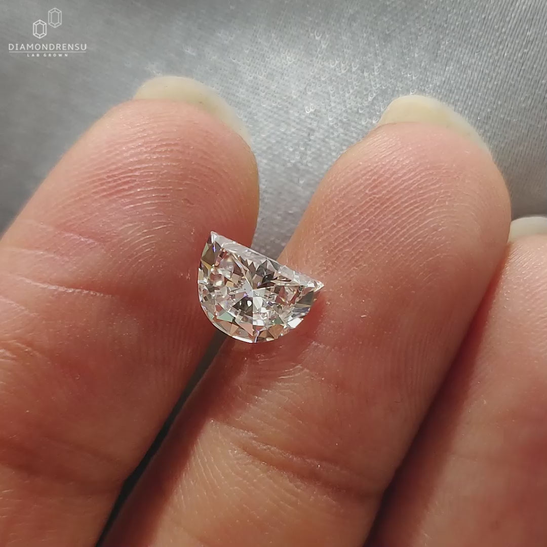 Half Moon Cut Lab Grown Diamond, 1 Carat Diamond