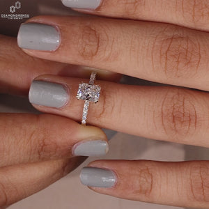 Radiant Cut Lab-Grown Diamond Hidden Halo Pavé Ring 1 - 2 CT