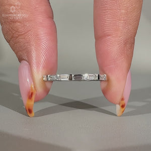 Baguette shape diamond band for stacking.
