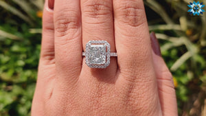 4.25 TCW Radiant Cut Light Gray Moissanite Halo Engagement Ring