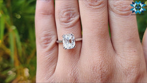 2.15 CT Cushion Old European Cut Moissanite Solitaire Ring