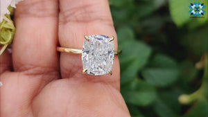 3.94 CT Crushed-Ice Cushion Cut Simple Solitaire Moissanite Engagement Ring