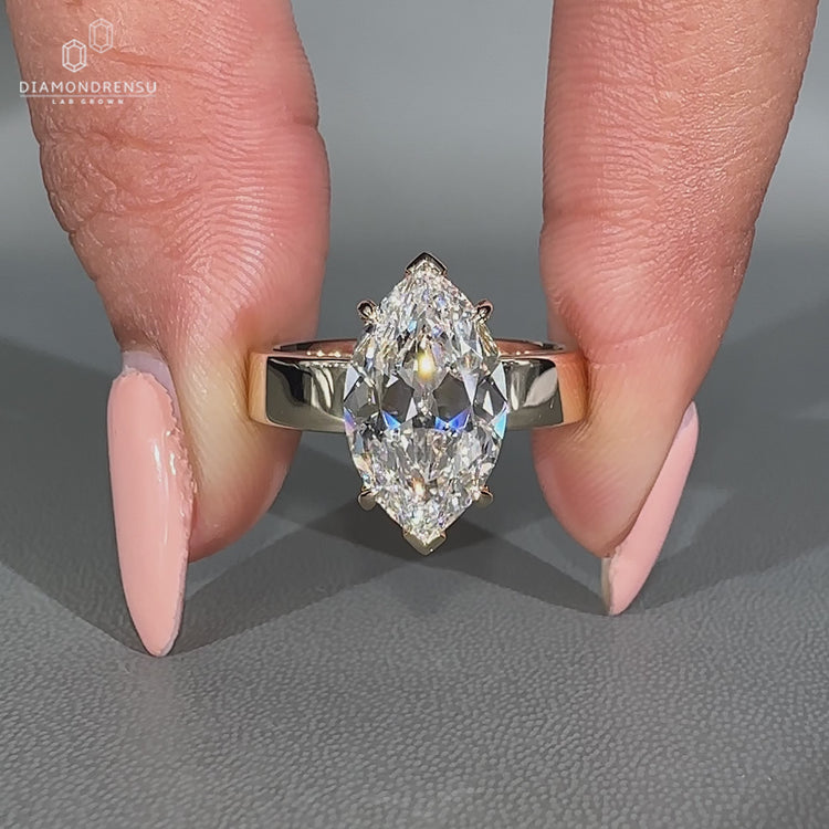 Handmade marquise old European cut diamond ring.
