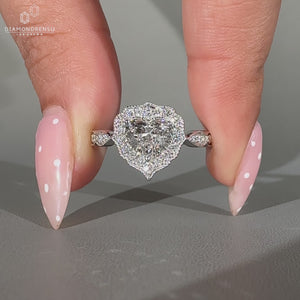 Vintage Heart Cut Diamond Ring milgrain setting.