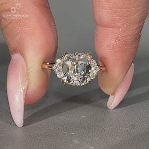 Seven stone Cushion Old European Cut Lab Grown Diamond ring.
