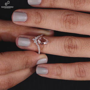 Pear Rose Cut Lab-Grown Diamond with Round and Marquise Pavé Band Ring