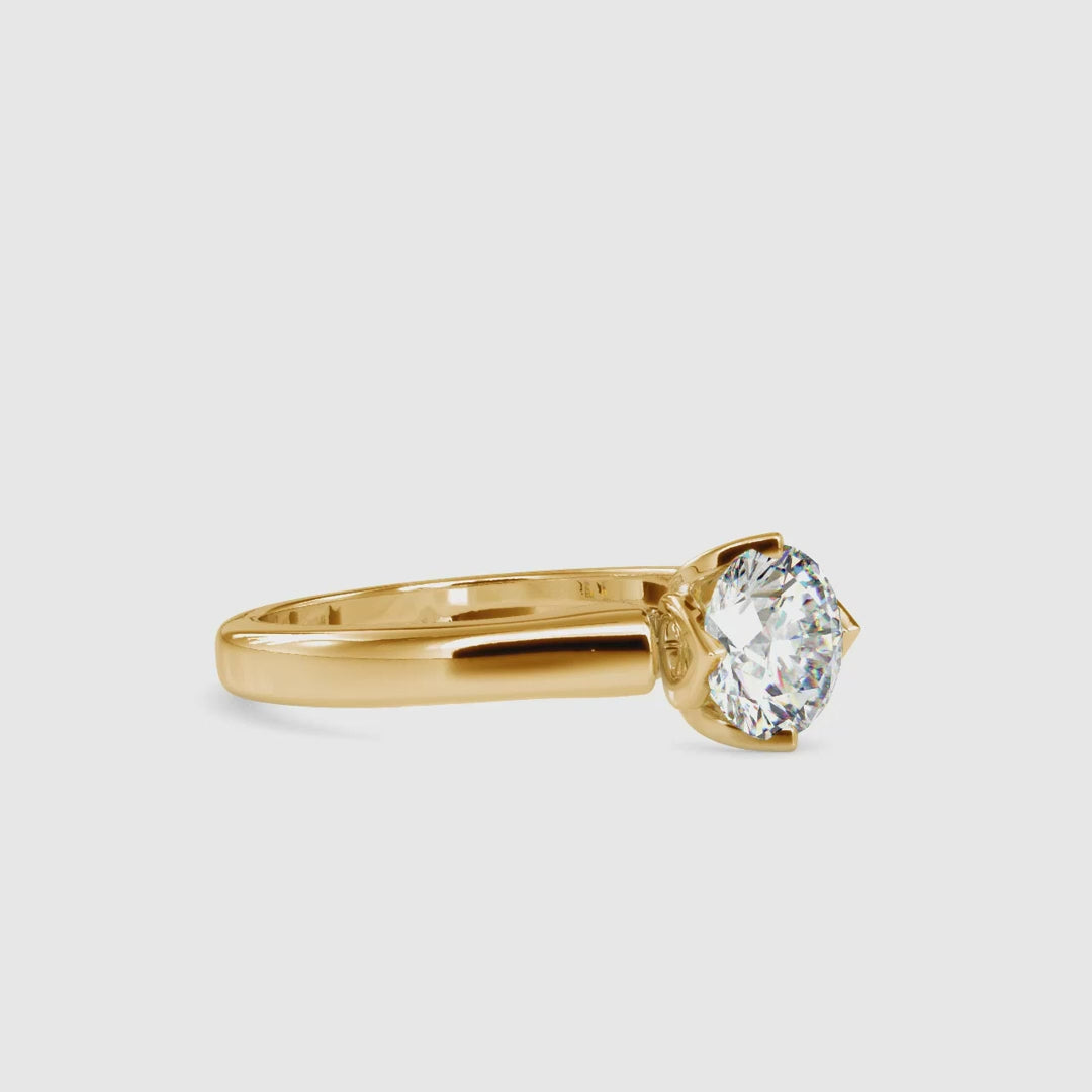 Gold Solitaire Engagement Ring With Tulip Setting