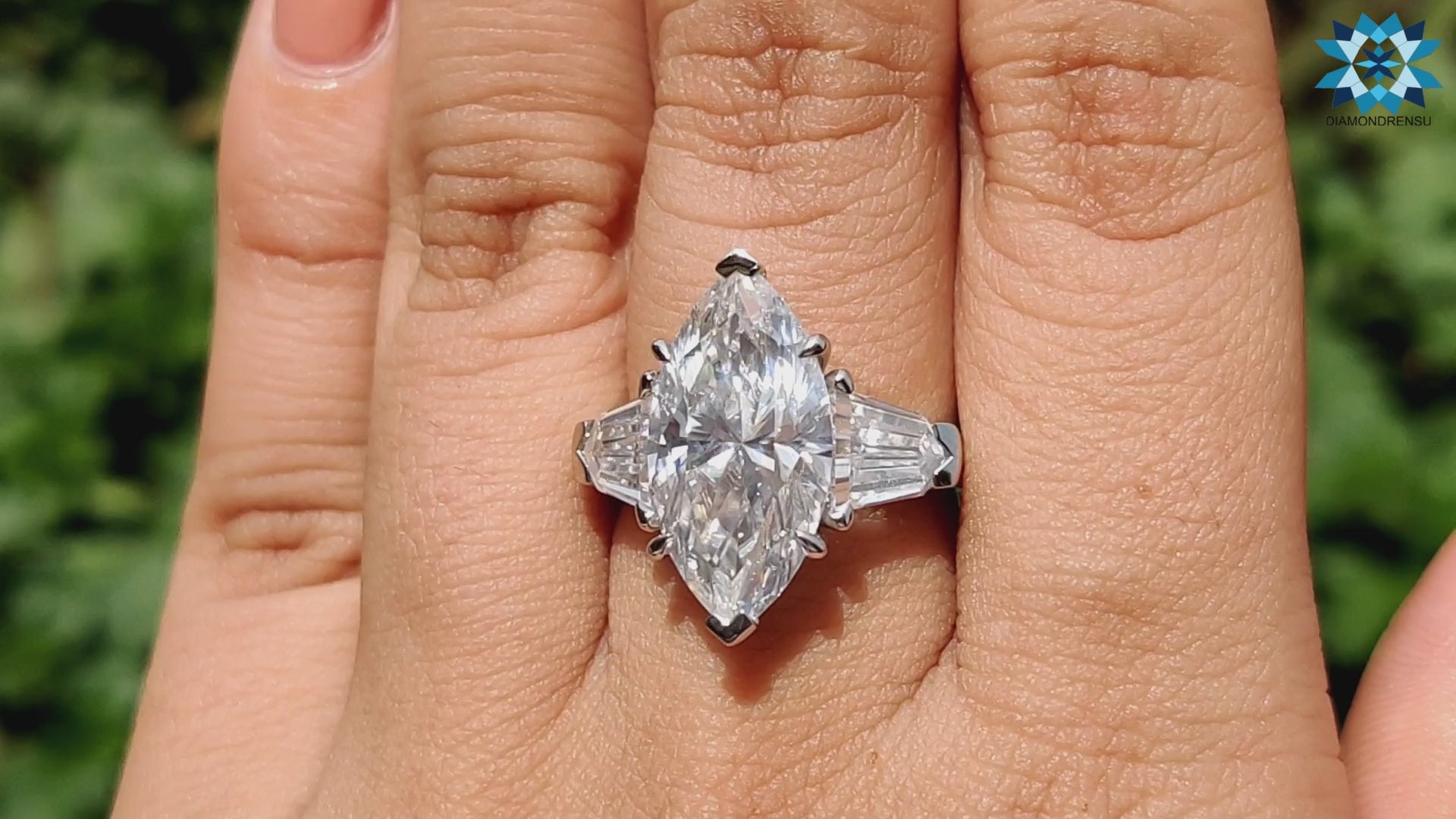 Marquise and Bullet Cut Three Stone Moissanite Ring