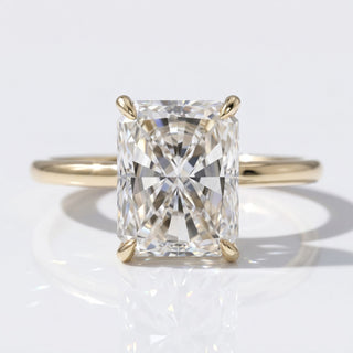 2CT Radiant Cut Hidden Halo Lab-Grown Diamond Ring - 18k Yellow Gold - Size N