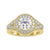 Round halo ring with a split shank for a sparkling and modern look.

