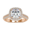 Cushion Engagement Ring With Double Row Pave