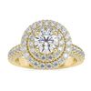 Round Cut Double Halo Ring With Pave Band