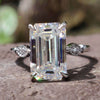 Antique Vintage 3.61 TW Emerald Cut Vintage Moissanite Engagement Ring