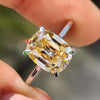 Cushion Old European Cut Light Yellow Moissanite Solitaire Ring 2.4 CT