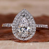 Pear Shaped Lab Grown Diamond Double Halo Engagement Ring