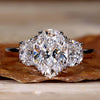 Oval and Half Moon Lab-Grown Diamond Three Stone Ring 2 CT