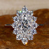 1.51 CT Marquise Cut Lab Grown Diamond Cluster Halo Engagement Ring