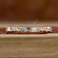 Baguette and Round Lab Grown Diamond Wedding Band