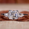 Asscher Cut Lab-Grown Diamond Tapered Baguette Side Stones Ring 1 - 3 CT