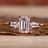 Emerald Cut Diamond Ring, Three Stone Lab Diamond Engagement Ring