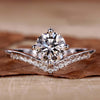Round Brilliant Cut Lab-Grown Diamond Ring Chevron Pavé Band Ring 0.8 - 3 CT