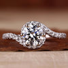 Round Lab-Grown Diamond Bypass Shank Halo Ring 0.5 - 3 CT