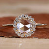 Round Rose Cut Lab-Grown Diamond Unique Halo Ring 1 CT