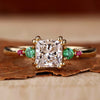 Princess Cut Lab-Grown Diamond Sapphire Side Stones Ring 1 CT