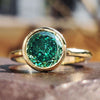 Antique Green Portuguese Cut Moissanite Ring, 1.85 CT Bezel Set Solitaire Ring