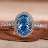 Oval Cut Blue Lab-Grown Diamond Halo Ring 1.1 - 1.5 CT