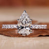 Pear Shaped Lab Grown Diamond, Pave Engagement Ring