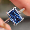 Royal Blue Criss Cut Moissanite Solitaire Ring 2.6 CT