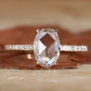 Flat Oval Rose Cut Lab Created Diamond Engagement Ring