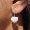 Heart Shape Moon Stone Dangle Drop Earrings