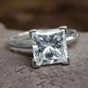 Princess Cut Moissanite V Prongs Simple Solitaire Ring 3.2 CT