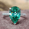 Pear Cut Green Moissanite Engagement Ring, Five Prongs Set Handmade Ring for Women, Anniversary Gift Ring