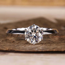 Lab Diamond Ring, 1.01 CT Round Brilliant Cut E/VVS Diamond Solitaire Engagement Ring, Knife Edge Ring