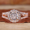 Portuguese Cut Lab-Grown Diamond Split Shank Pavé Halo 1 CT Ring