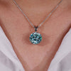 Round Cyan Blue Moissanite Wedding Pendant