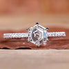 Hexagon Step Cut Lab-Grown Diamond Pavé 1 CT Ring